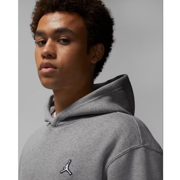Jordan Jumpman Brooklyn Essentials Mens Fleece Pullover Hoodie Heather Gray - Picture 8 of 15